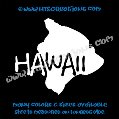 Hawaii Island Hawaiian Paradise State Vinyl Decal WHITE