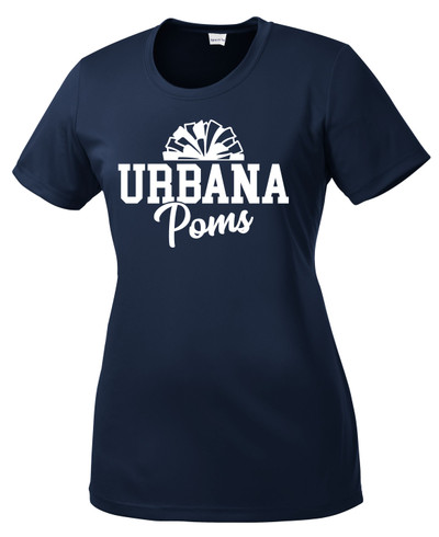 Urbana Hawks POMS T-shirt PERFORMANCE Many Colors Available Unisex LADIES Sz S-2XL NAVY