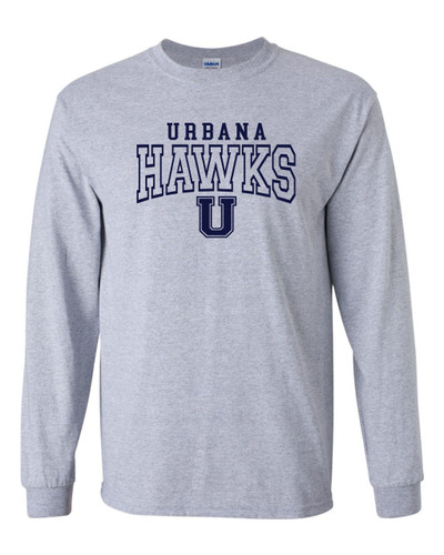 UHS Urbana Hawks BOOSTERS U T-shirt Cotton LONG SLEEVE YOUTH SZ S-XL SPORT GREY