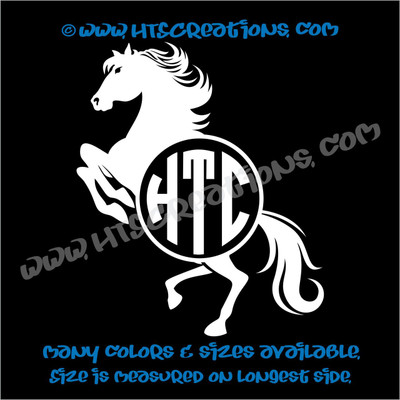 Horse Equestrian Rodeo Western Circle Monogram Vinyl Car Decal Sticker Rescue WHITE