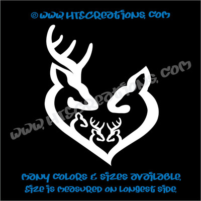 Deer Doe Family Hunting Buck Elk Mom Dad 3 Boys Girls Kids Love Vinyl Car Truck Boat Decal Sticker WHITE