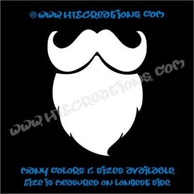 Mustache Curly Beard Hippie Boho Car Truck Boat Laptop Vinyl Decal WHITE