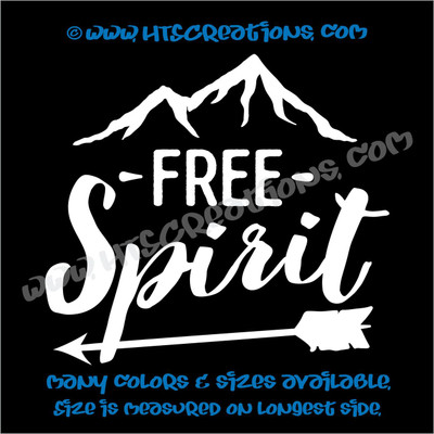 Free Spirit Mountain Camping Hiking Adventure Vinyl Decal Laptop Car WHITE