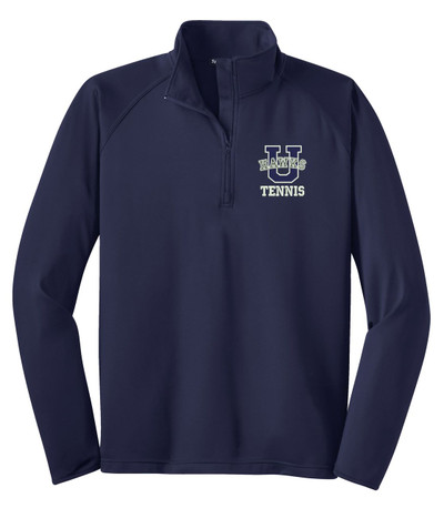 Urbana Hawks Half Zip Performance Stretch UHS TENNIS U VARSITY Sport Wick Polyester Spandex Pullover Many Colors Available NAVY