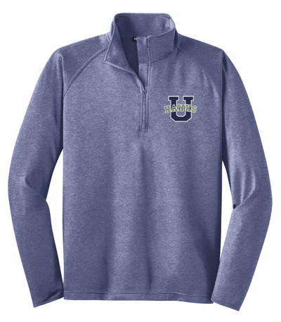 Urbana Hawks Half Zip Performance Stretch Sport Wick HEATHER Polyester Spandex Pullover Many Colors Available Sz S-3XL TRUE NAVY HEATHER