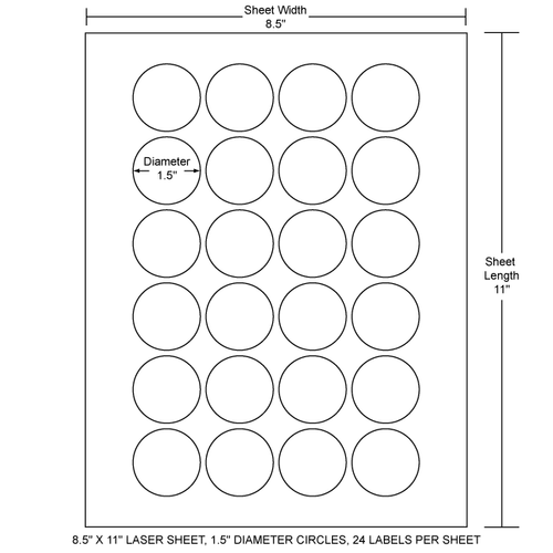 1.5" Diam. Circle x 1.5" Diam. Circle EDP Laser Sheet (Case) - RL-15-C-24