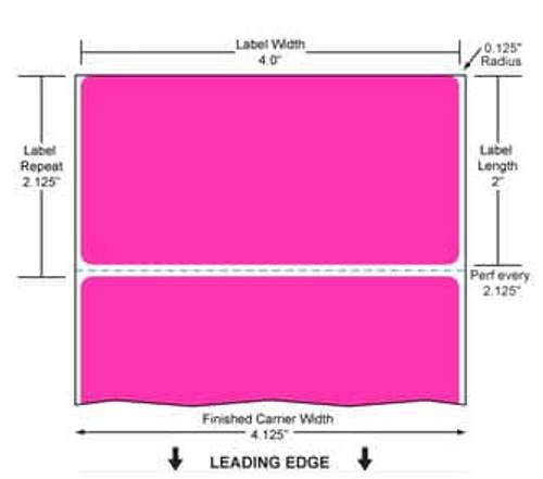 4" x 2" Color Label (Pink) (Case) - FL-4-2-2900-PK