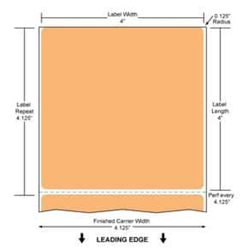 4" x 4" Color Label (Orange) (Case) - RD-4-4-380-OR