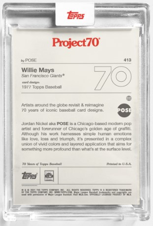 Topps Project 70 Slideshow Topps Project 70 Willie Mays #413 by POSE (PRE-SALE) - Wheeler Collection