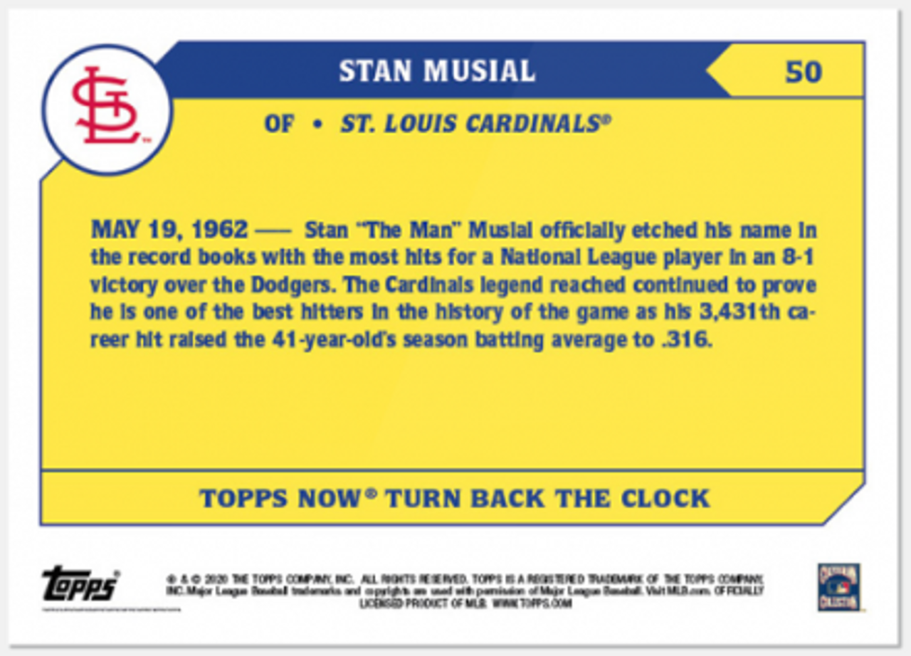 1962 Topps Stan Musial St Louis Cardinals Baseball Card #50