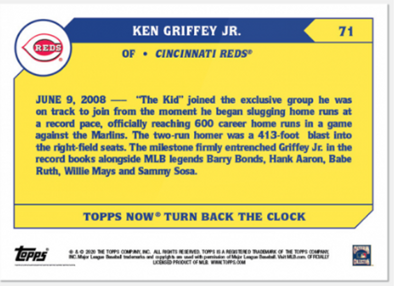 Ken Griffey Jr. - 2021 MLB TOPPS NOW® Turn Back The Clock - Card 105 - PR:  679