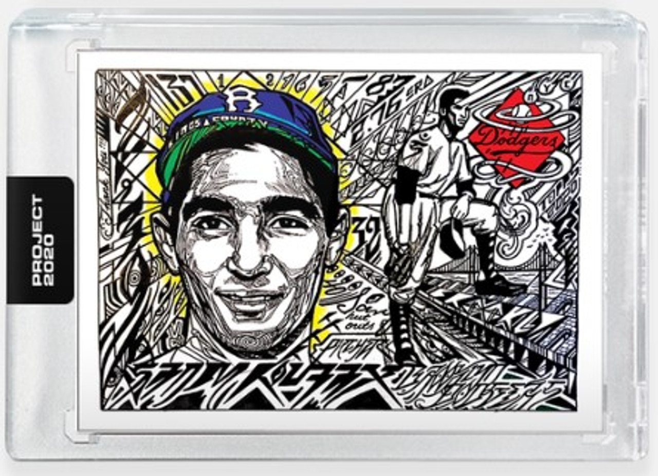 Topps Project 2020 artistic baseball card of Sandy Koufax that is