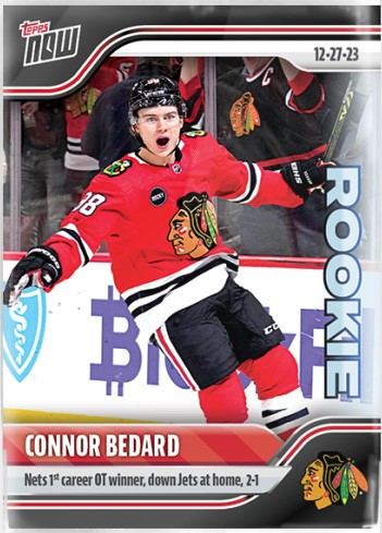 2023-24 Topps Now Hockey Connor Bedard Sticker Card (Rookie, Nets