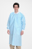 ValuMax Extra-Safe Autoclavable Lab Coat, Sky Blue S, Knee-Length, Breathable, 3 Pockets, Knitted Cuff, 10/pk