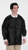 MaxCare Extra-Safe Autoclavable Lab Jacket, Black L, Hip-Length, Breathable, 3 Pockets, Knitted Cuff, 10/pk