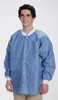 ValuMax Extra-Safe Autoclavable Lab Jacket, Ceil Blue S, Hip-Length, Breathable, 3 Pockets, Knitted Cuff, 10/pk