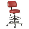 Brewer Industrial Chairs & Stools Vinyl, Backrest, Adjustable Footring, Hgt Range 24" - 34.5", 25" Dia. Base