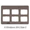 Flow Greylight X-Ray Film Mounts, Plastic, Grey, 2 Rows, 6 Horizontal Windows, Size 2, 100/bx