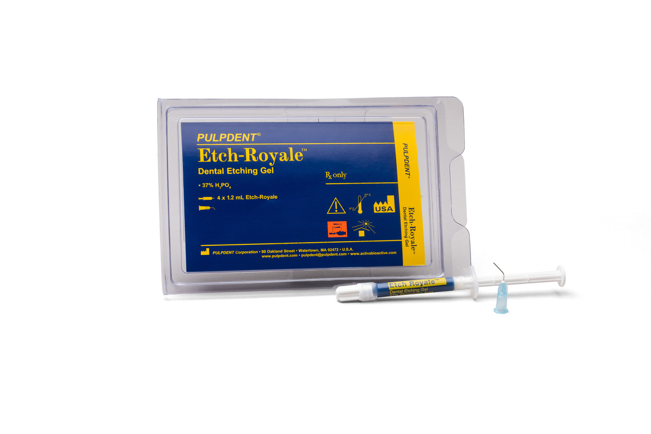 Pulpdent Etch-Royale Kit, 4 x 1.2mL Syringes + 20 Pre-Bent Applicator Tips