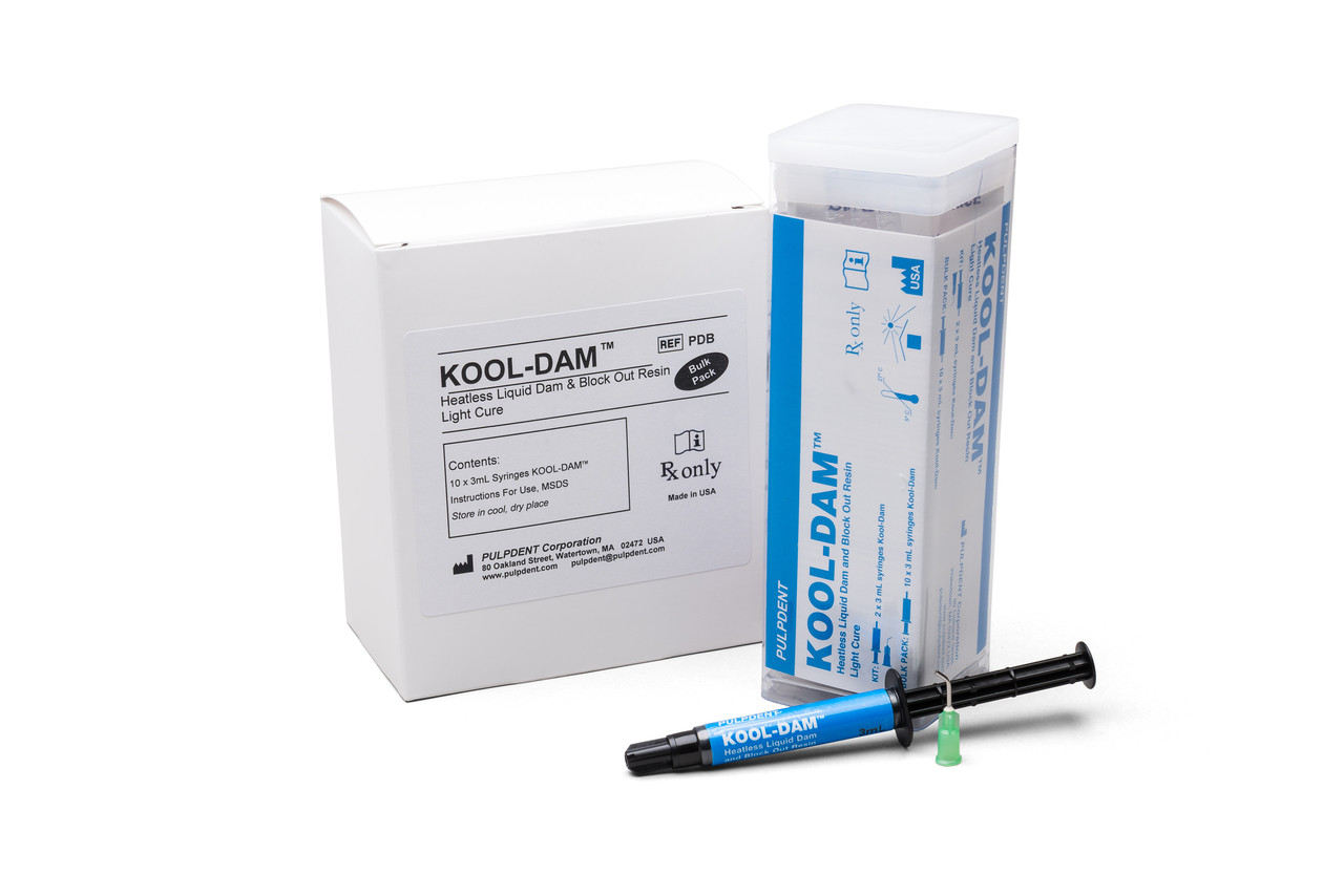 Pulpdent Kool-Dam Kit Contains: 2 x 3mL Syringes + 20 Applicator Tips