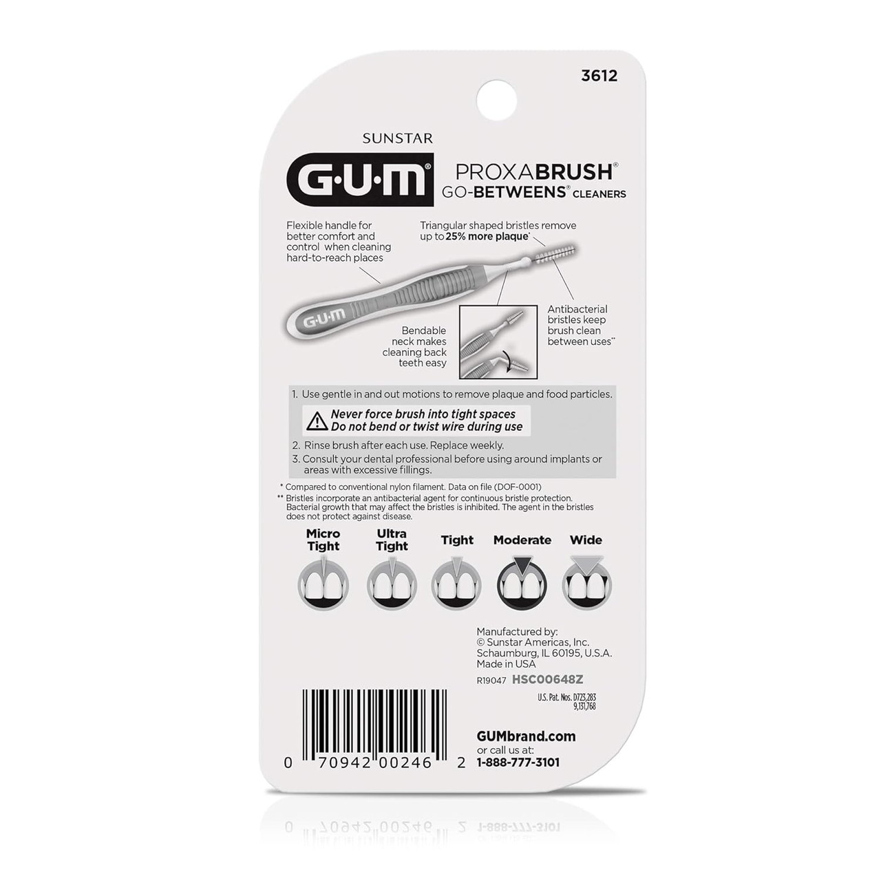 GUM Go-Betweens Cleaners, Sunstar Proxabrush, Moderate, 36/bx 