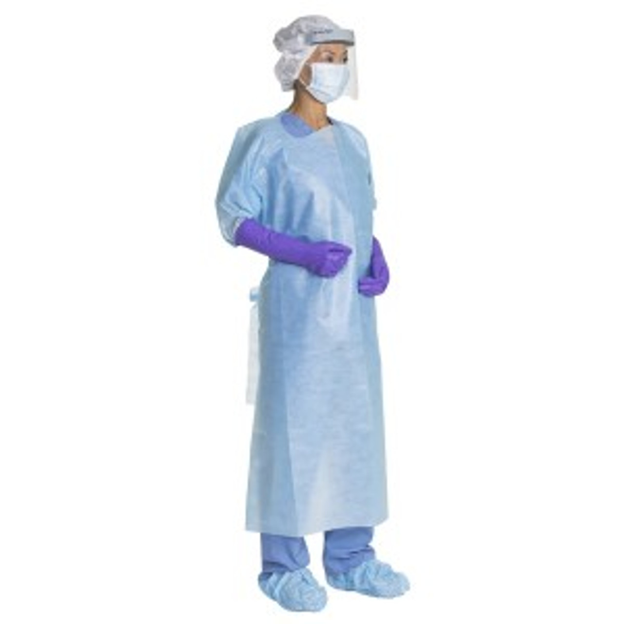 Halyard Laminated Comfort Gowns With Thumbhooks, Blue, Large, 100/cs
