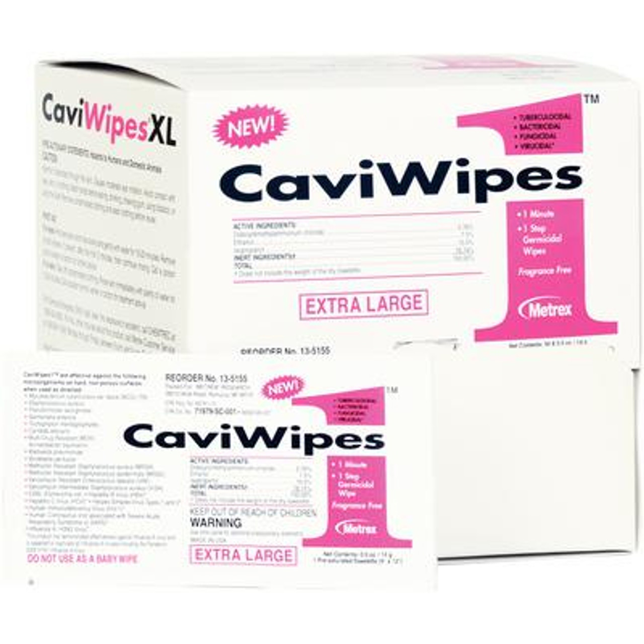 CaviWipes1 Surface Disinfectant X-Large Single Pack 50/ctn, 6 ctn/cs 13-5155