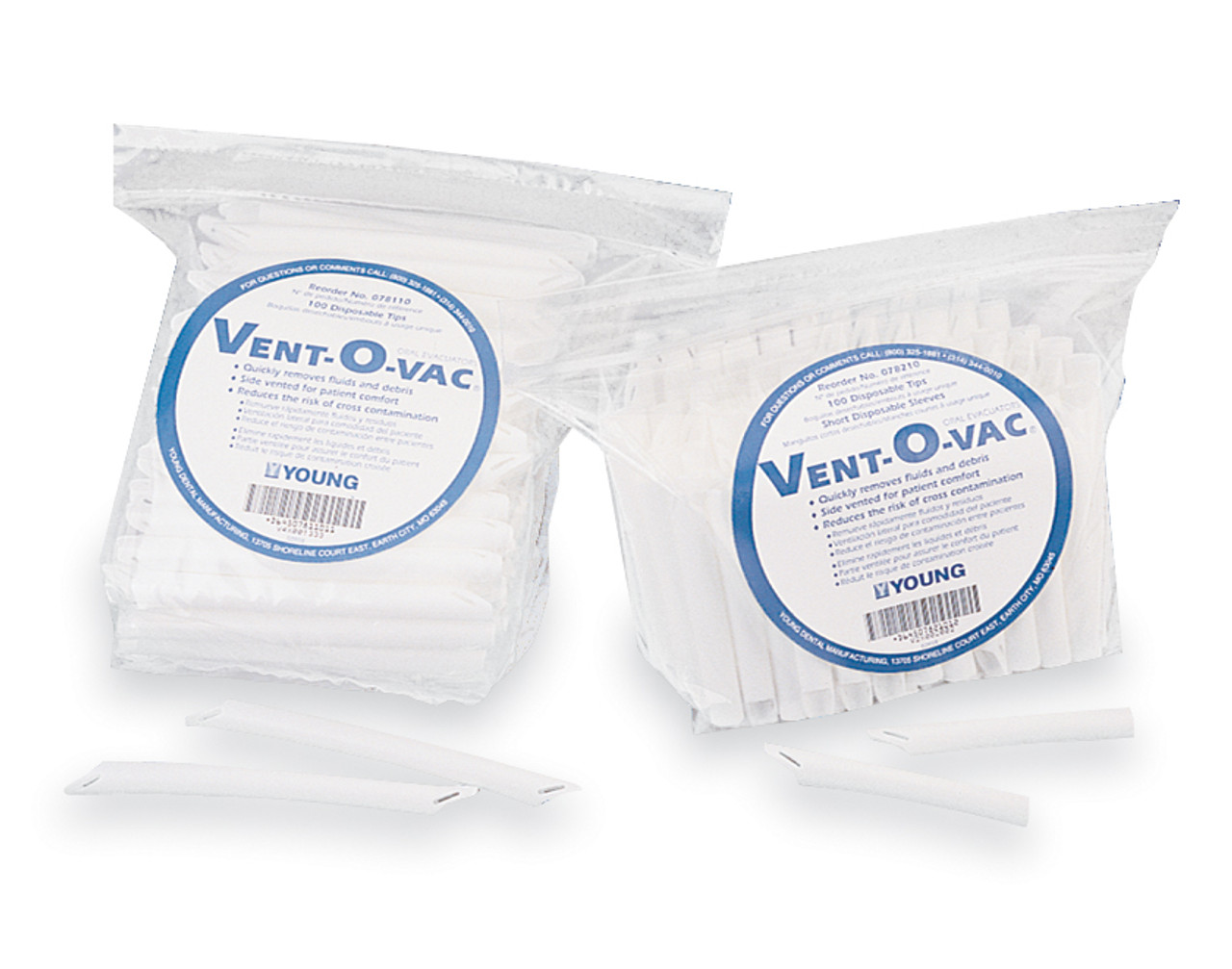 Young Vent-O-Vac Disposable HVE Evacuator Regular 5" Long 100/bx