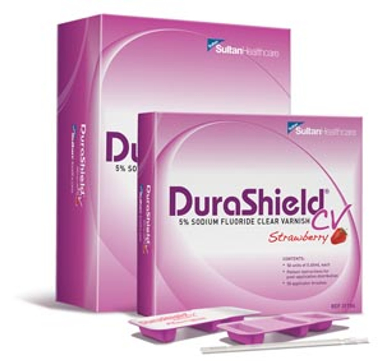 Sultan Durashield CV Clear 5% Sodium Fluoride Varnish 4mL Unit Dose, Watermelon, 50 Ultrabrush 2.0, 50/bx