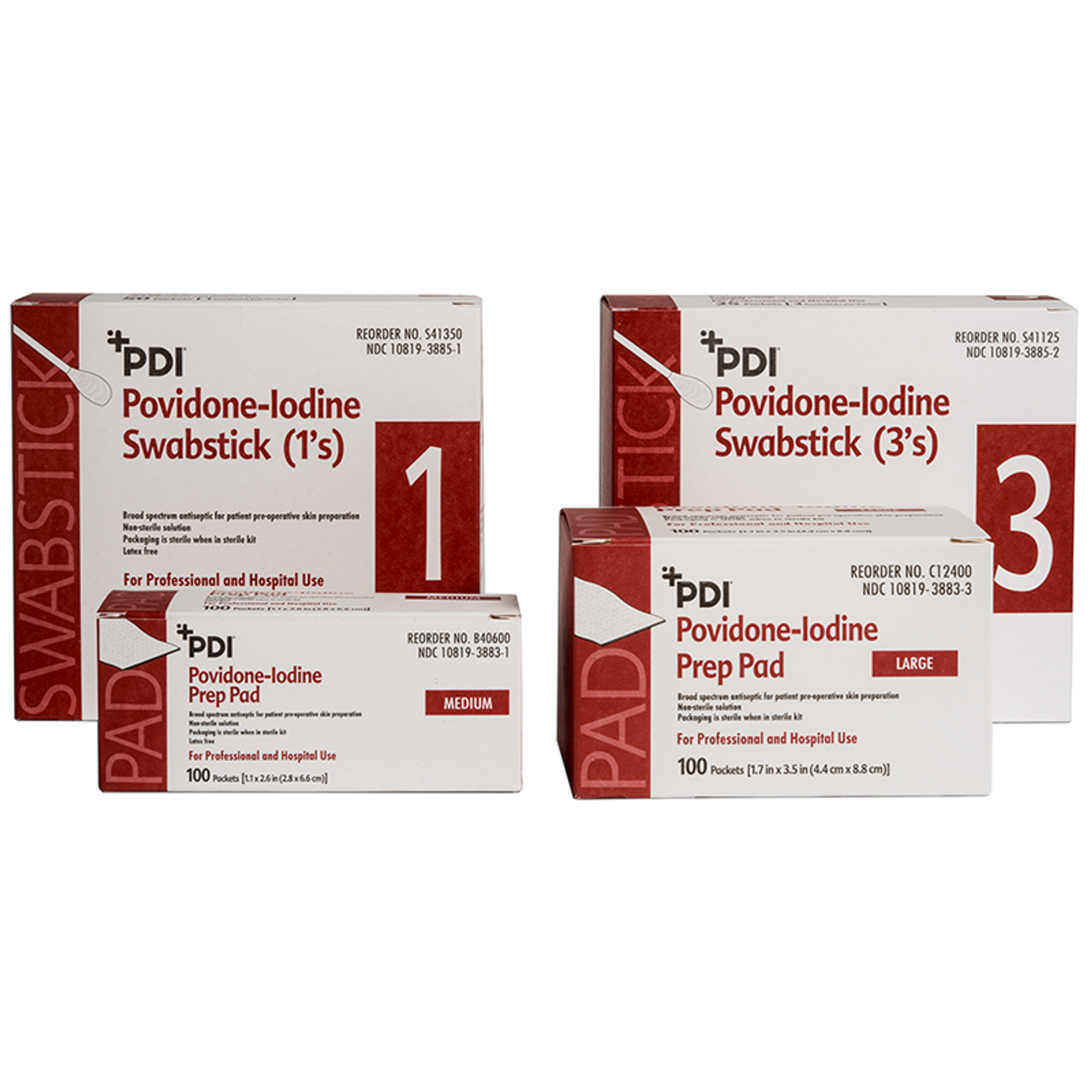 PDI PVP Iodine Prep Swab 3s, 3/pk, 25 pk/bx S41125