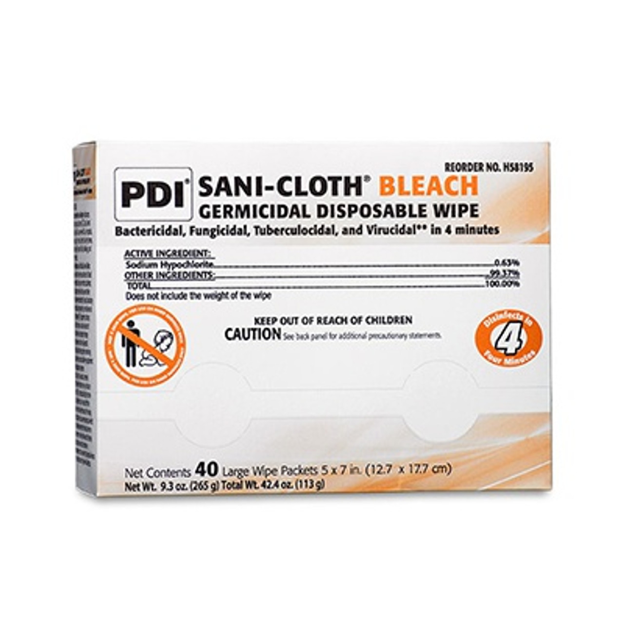 Pdi Sani Cloth Bleach Wipe 50 Kill Claims 4 Minutes Large 5 X