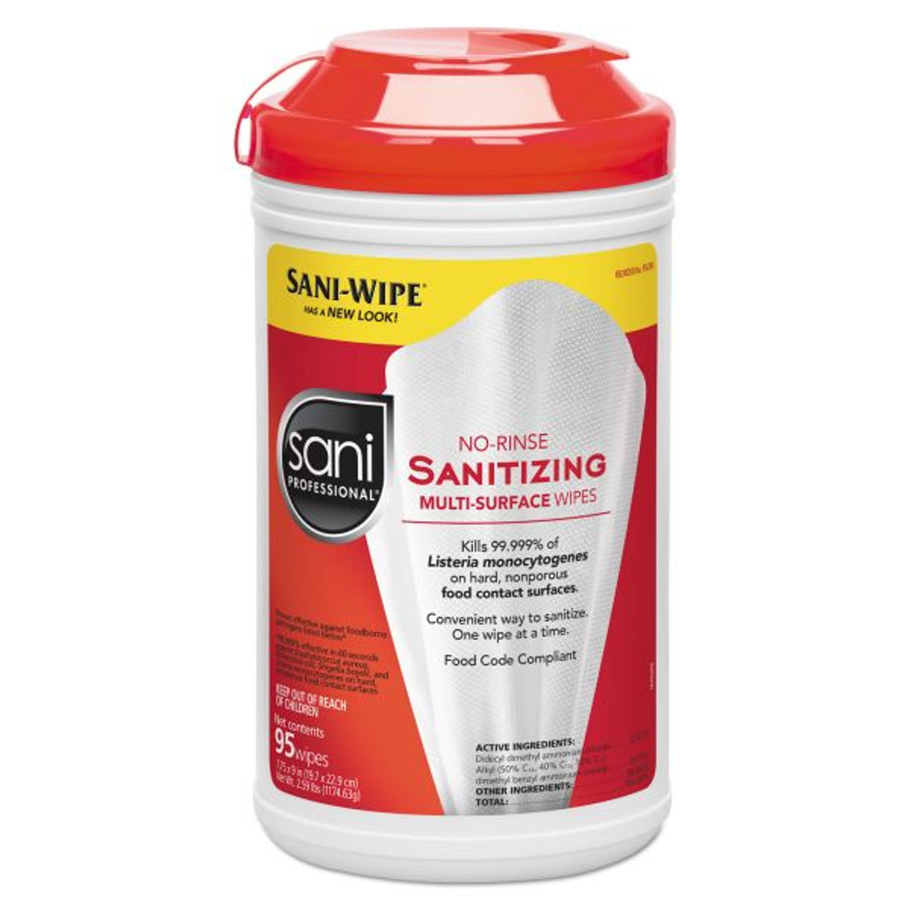 PDI Sani-Wipe Non-Rinse Wipe Food Contact, 7.75"x9", 95/canister P56784