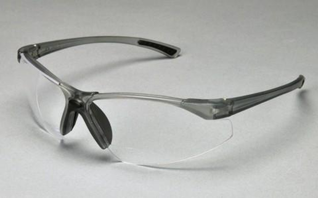 Palmero Bifocal Safety Glasses, Grey Frame, Clear Lens, +1.5 Diopter, ea