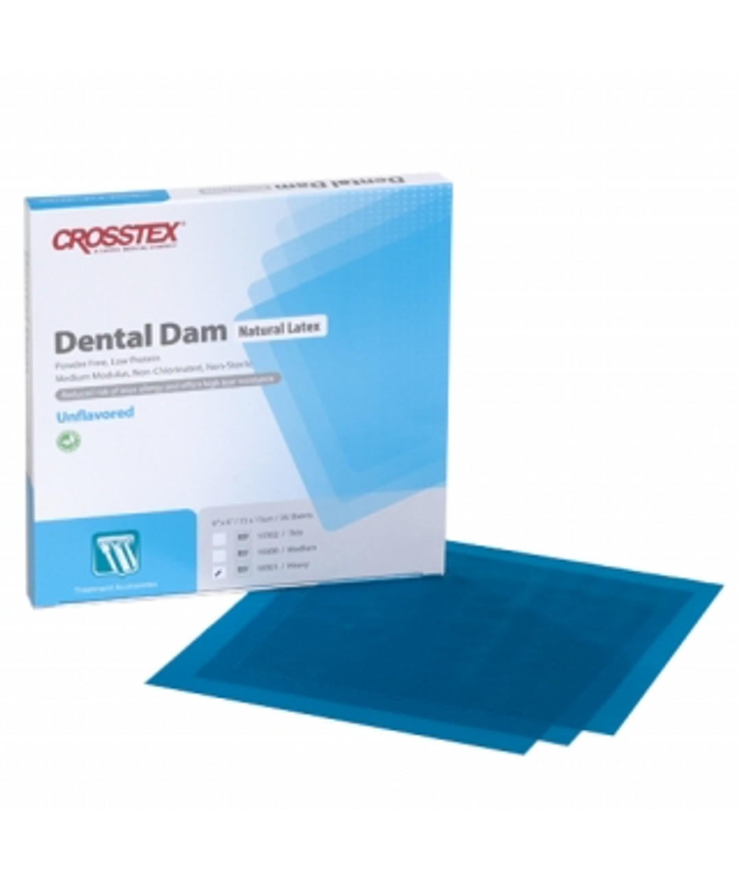 Crosstex Dental Dam, Heavy, Blue, 5" x 5", Unflavored, 50/bx