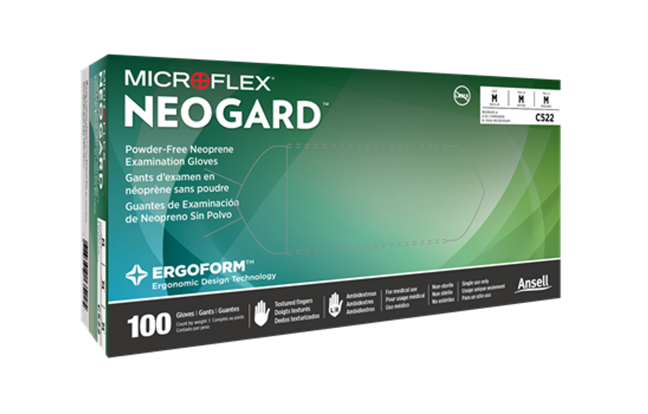 Microflex Neogard Chloroprene Exam Gloves, L, 100/bx