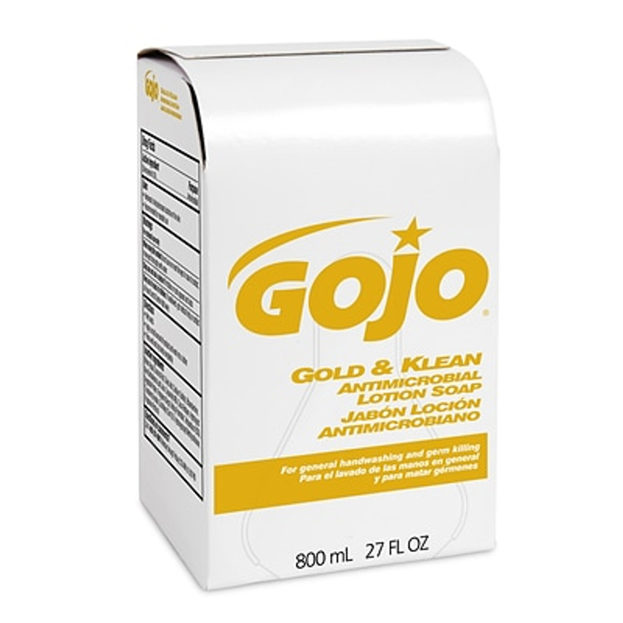 Gojo Gold & Klean Antimicrobial Lotion Soap 800 mL Refill for Bag-in-Box Dispenser, ea