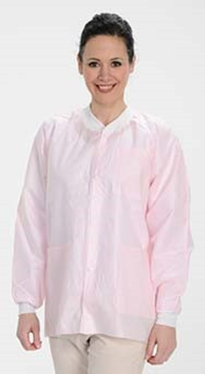 ValuMax Extra-Safe Autoclavable Lab Jacket, Light Pink XS, Hip-Length, Breathable, 3 Pockets, Knitted Cuff, 10/pk