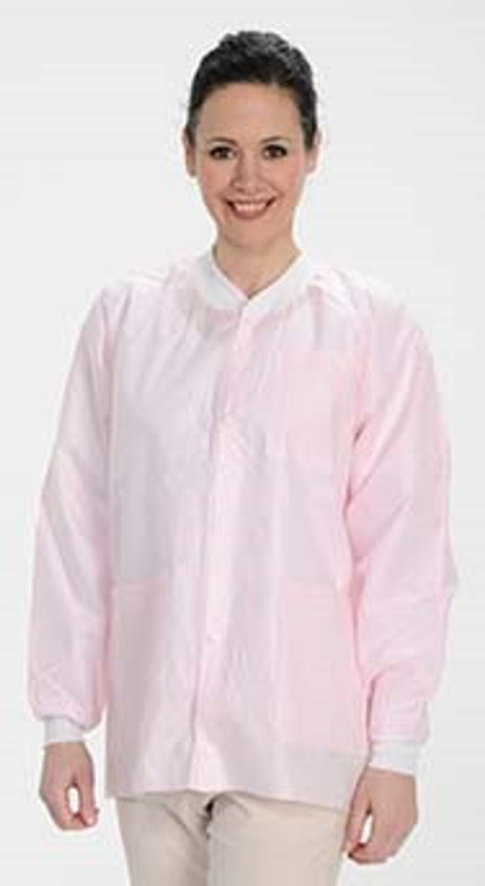 ValuMax Extra-Safe Autoclavable Lab Jacket, Light Pink XL, Hip-Length, Breathable, 3 Pockets, Knitted Cuff, 10/pk