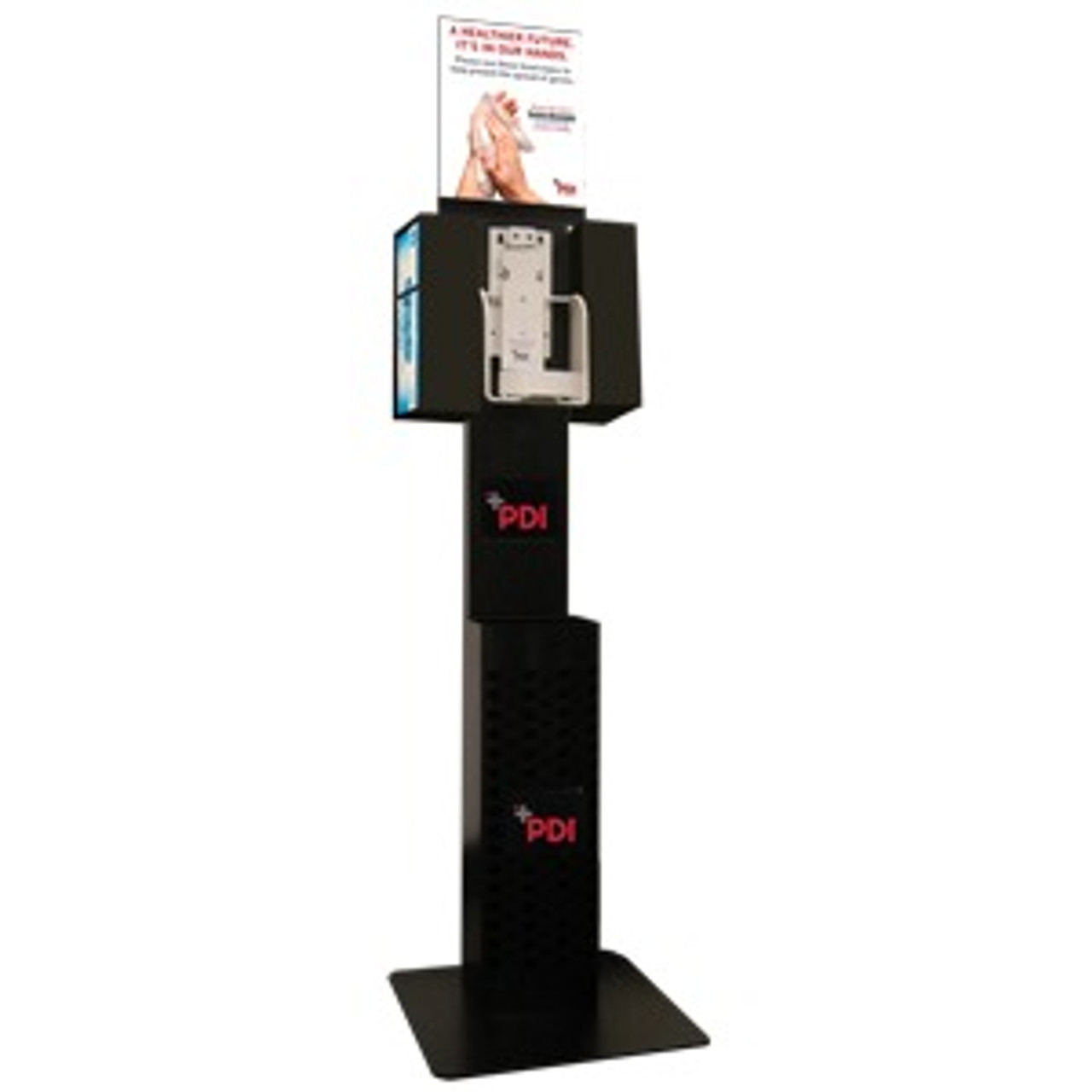 PDI Safety Station for Sani Hands Wipes, Includes: Base, Column, Header, Hardware, Waste Receptical, 28.56"H X 16.56"W X 6.62"L, 1/cs P013700