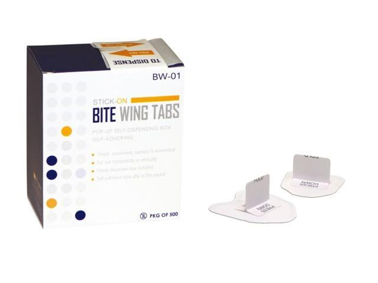 Pac-Dent Bite Wing Tabs, Stick-On, 500/bx