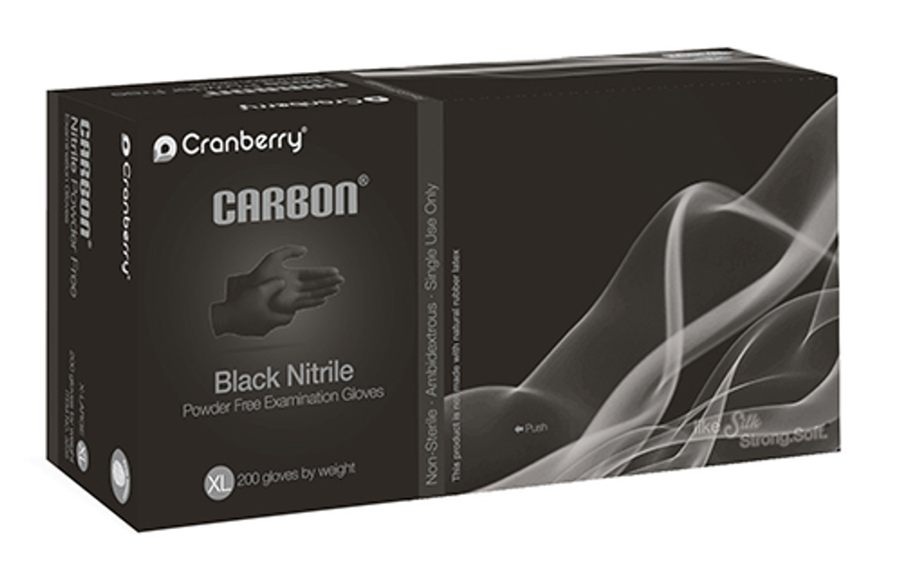 Cranberry Carbon Nitrile PF Exam Gloves, Black X-Large 200/bx