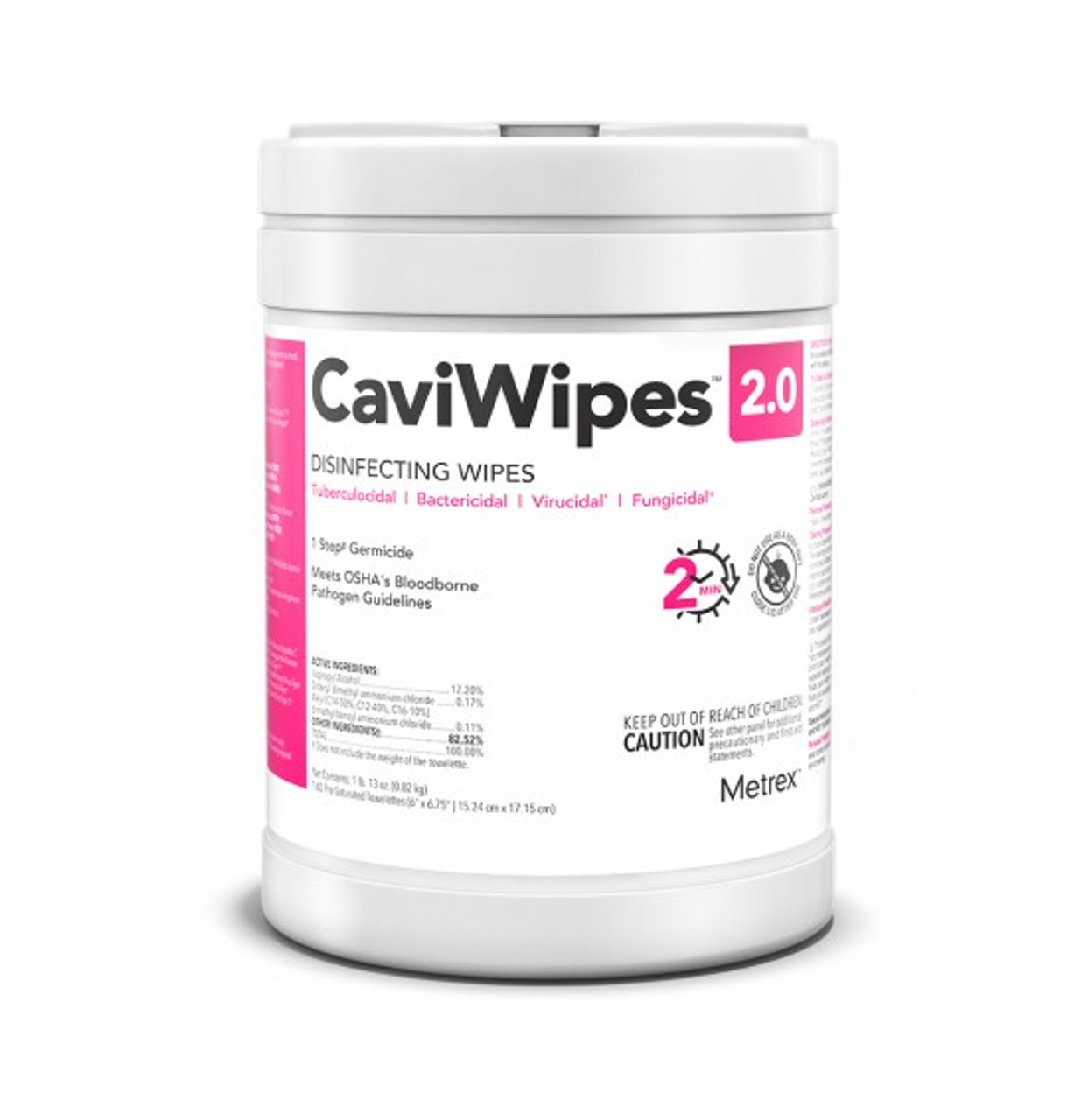 Metrex CaviWipes 2.0 Surface Disinfectant Wipes 2 Minutes, 40 Kills SARS-CoV-2, XL 65/cn 14-1150