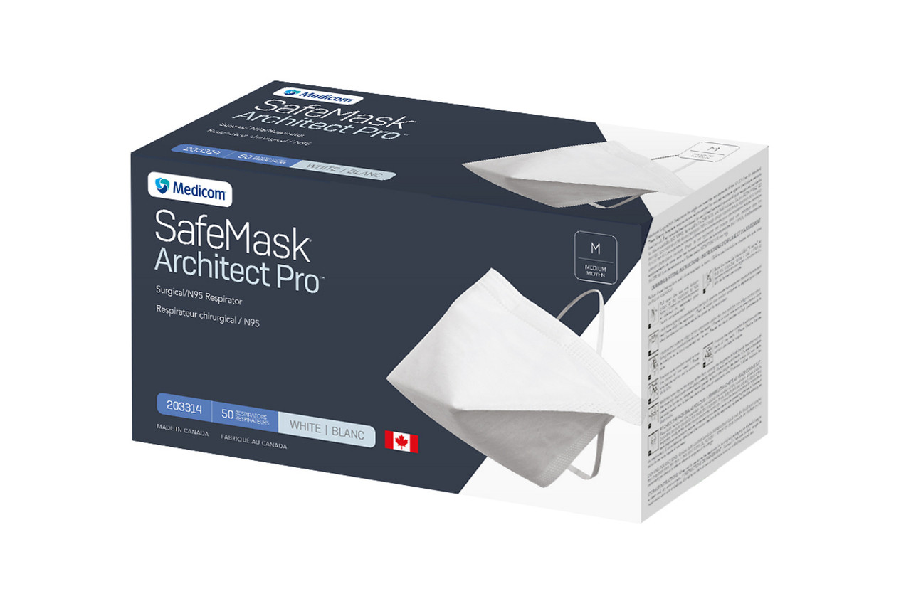 Medicom SafeMask Architect Pro N95 Surgical Respirator Face Mask, Small, 50/bx