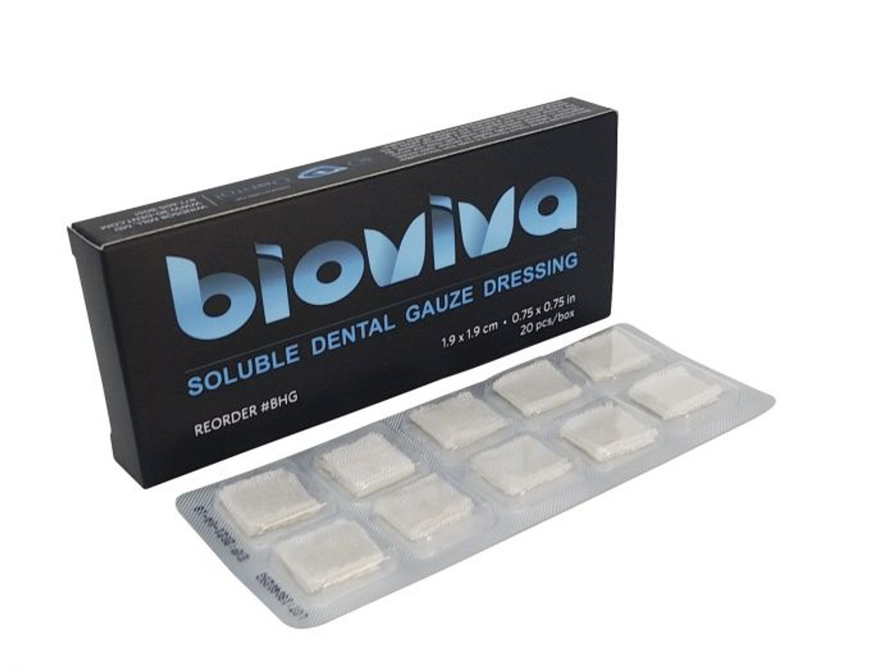 Bioviva Hemostatic Gauze Dressing, 0.75"x0.75", 20/bx - Compare to Gelfoam