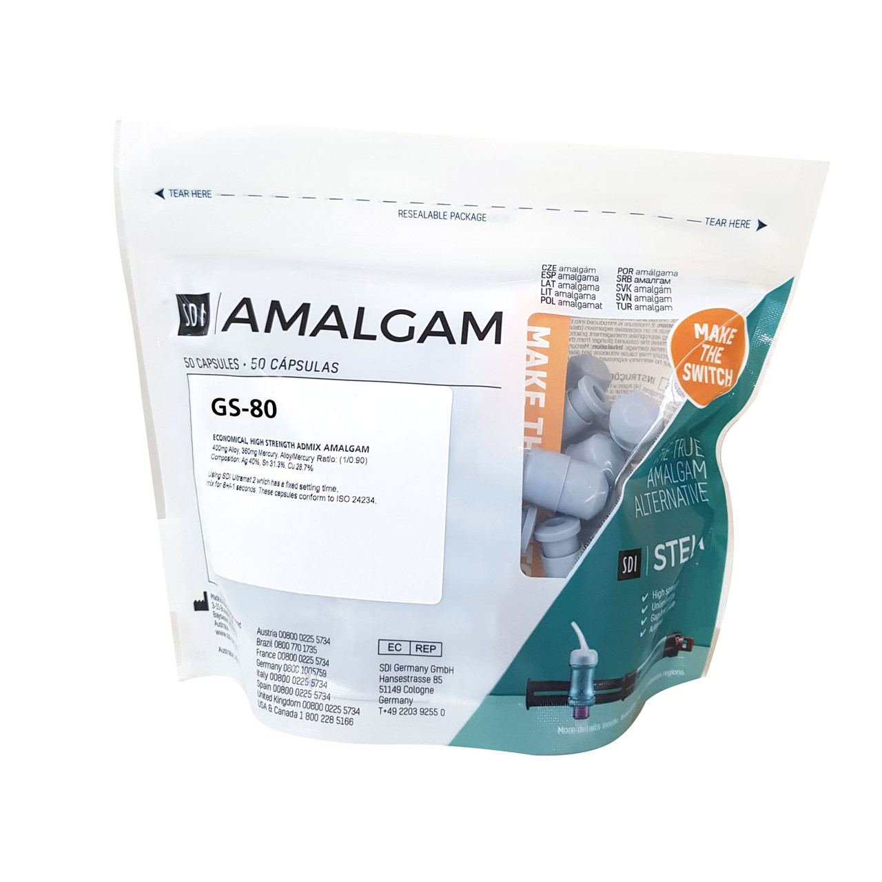 SDI GS-80 Admix Alloy, One Spill 400mg - Regular Set, 500 capsules/jar 4421303