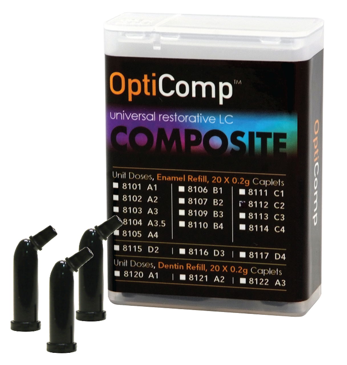 Pac-Dent OptiComp Universal Composite Resin-Based, Unit Dose Enamel Refill, 20 x.2gm, B1