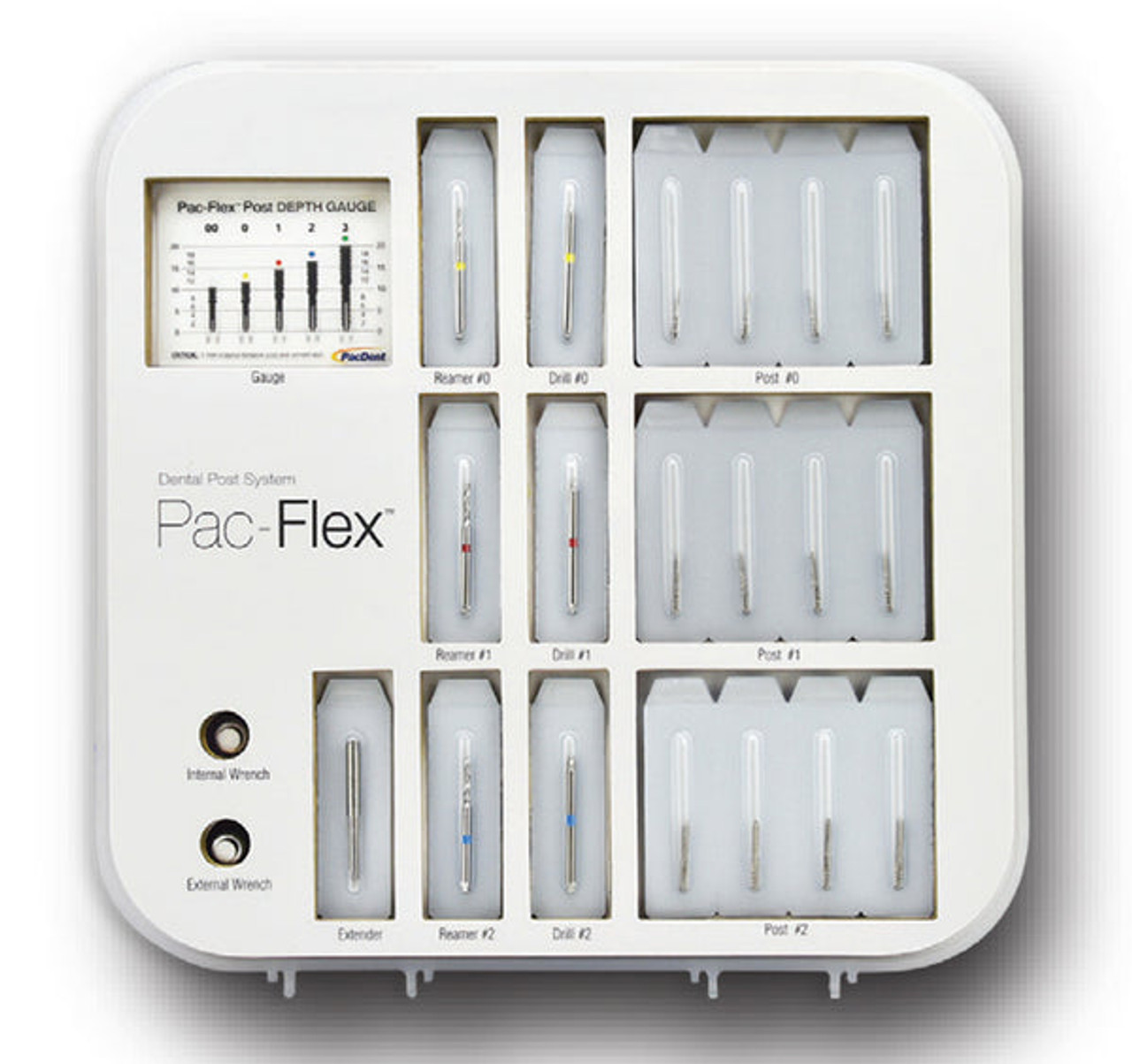 Pac-Dent Pac-Flex Post System Stainless Steel Refill Kit, 10 Posts, 1 Primary Reamer, 1 Secondary Drill, Yellow, Size 0