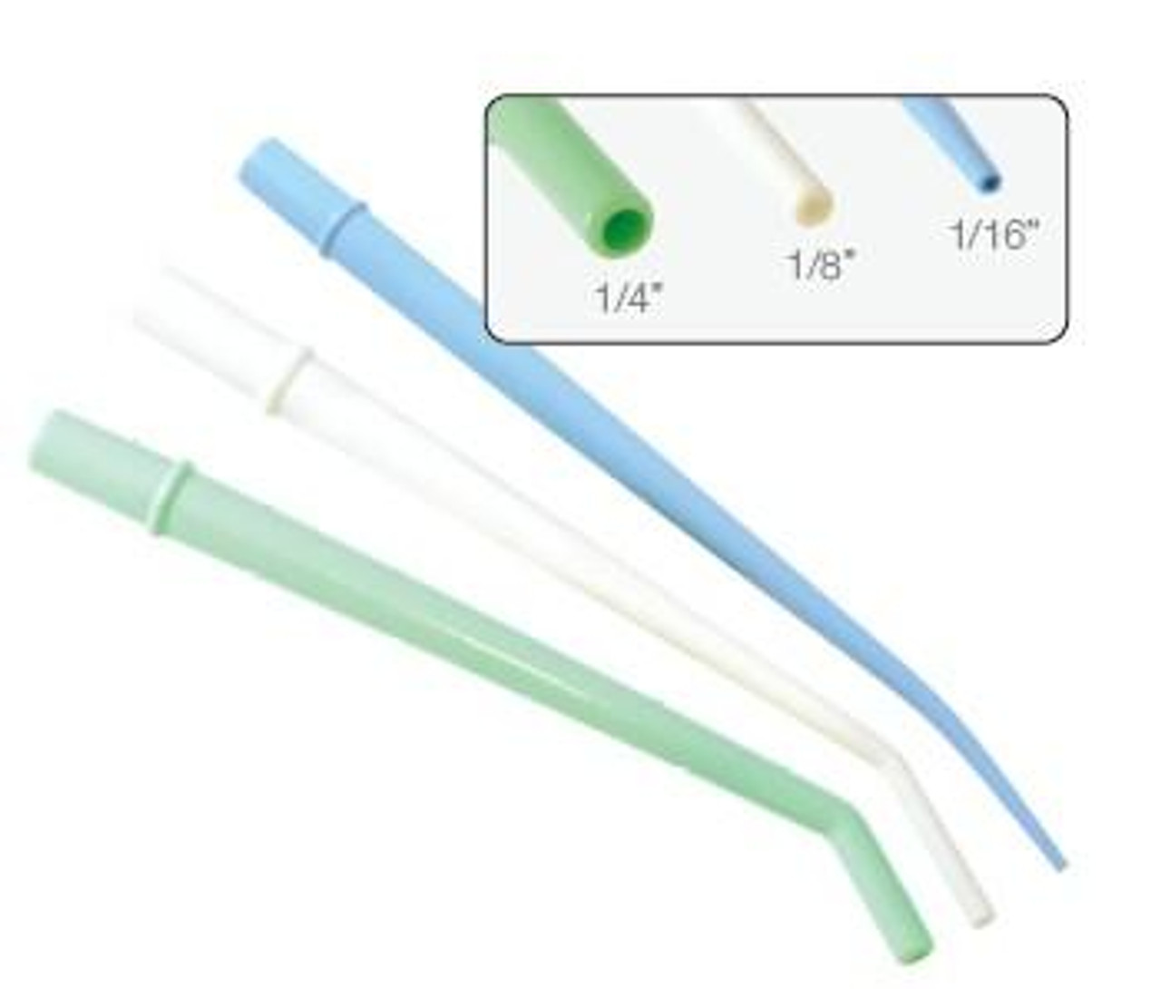 Pac-Dent Surgical Aspirator Tips Large Orifice, Green, 6 5/16"x1/4", 25/pk