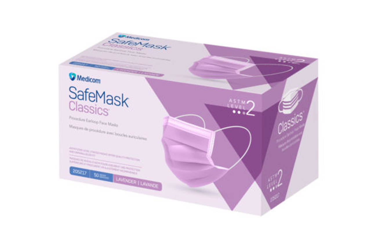 Medicom SafeMask Classics Face Mask ASTM Level 2, Lavender, 50/bx