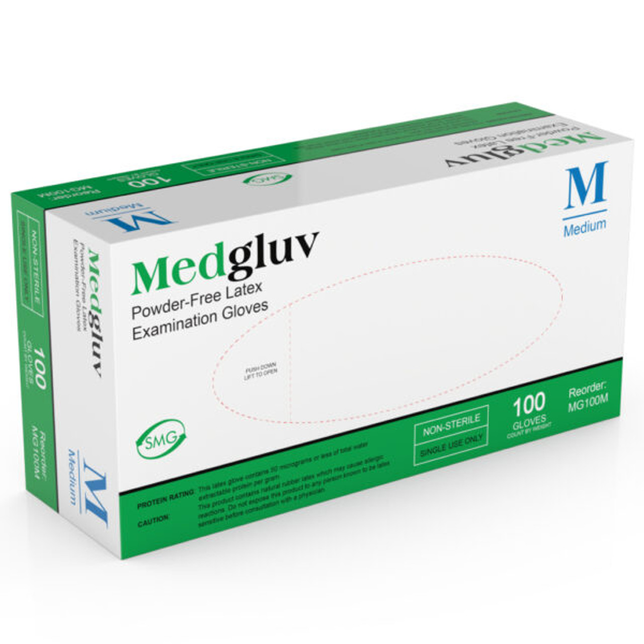 Medgluv Latex Exam Glove, Textured, Low Protein, 6.5mil, Medium 100/bx, 10/cs